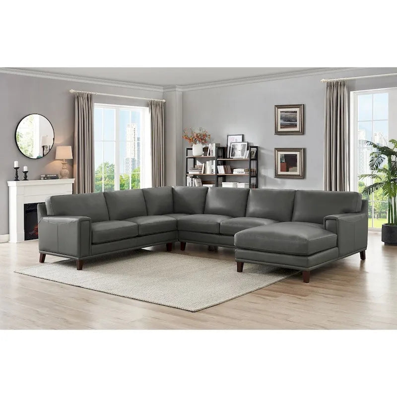 Hydeline Hayward Top Grain Leather Sectional Sofa with Chaise