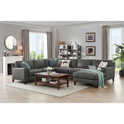 Hydeline Hayward Top Grain Leather Sectional Sofa with Chaise