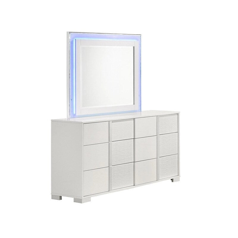 Best Quality Furniture B750 White Lacquer with LED Bedroom Set