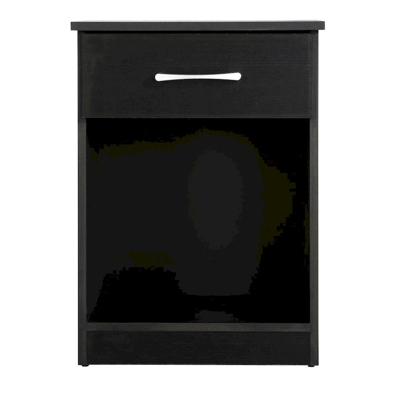 Modern 18-in Single-Drawer Wood Nightstand with Metal Hand Held and Open Rack