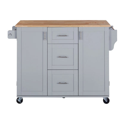 Kitchen Cart with Rubber Wood Top