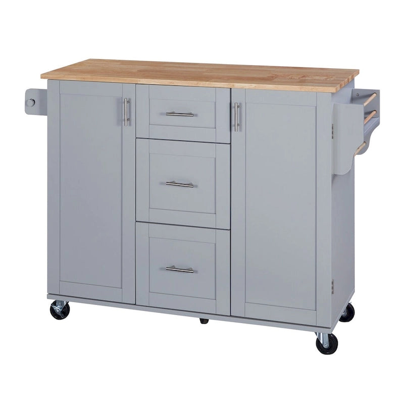 Kitchen Cart with Rubber Wood Top