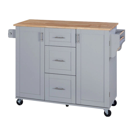 Kitchen Cart with Rubber Wood Top
