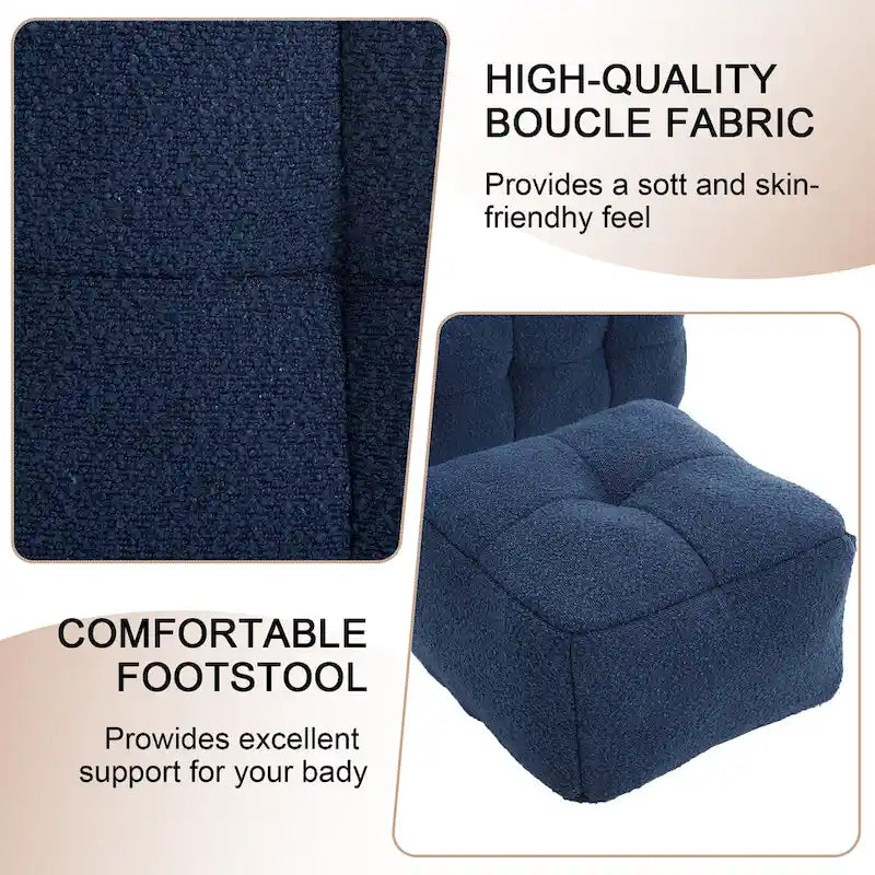 HOMEFUN Boucle Upholstered Tufted Modern Single Side Sofa Chair with Ottoman