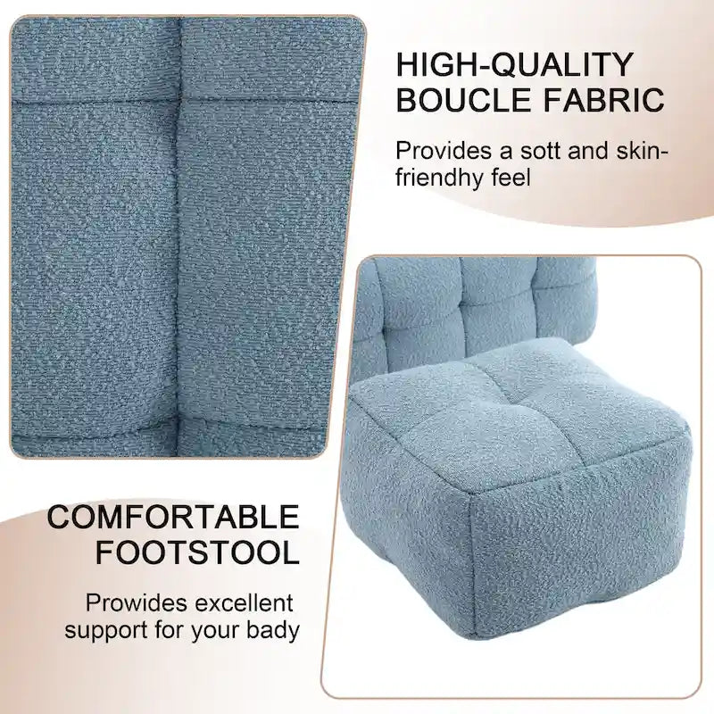 HOMEFUN Boucle Upholstered Tufted Modern Single Side Sofa Chair with Ottoman