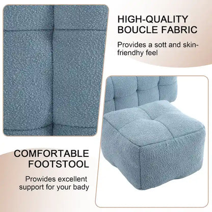 HOMEFUN Boucle Upholstered Tufted Modern Single Side Sofa Chair with Ottoman