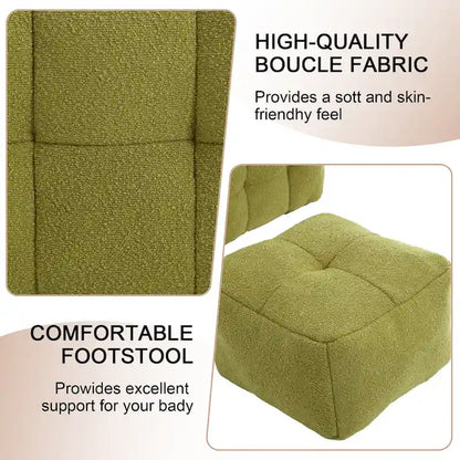 HOMEFUN Boucle Upholstered Tufted Modern Single Side Sofa Chair with Ottoman