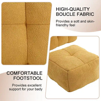 HOMEFUN Boucle Upholstered Tufted Modern Single Side Sofa Chair with Ottoman
