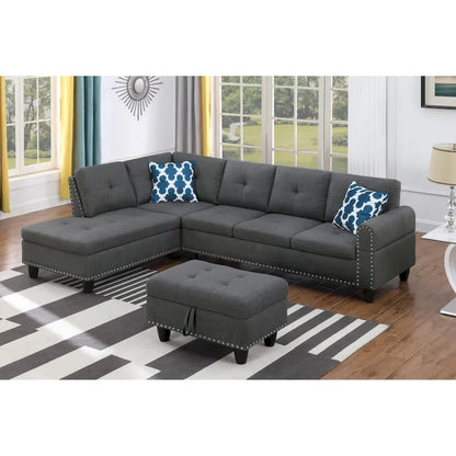 Alger 98 Wide Left Hand Facing Sofa & Chaise with Ottoman
