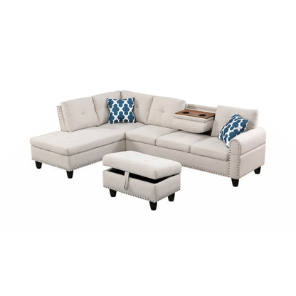 Alger 98 Wide Left Hand Facing Sofa & Chaise with Ottoman
