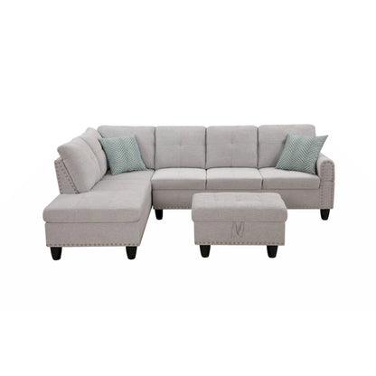 Alger 98 Wide Left Hand Facing Sofa & Chaise with Ottoman