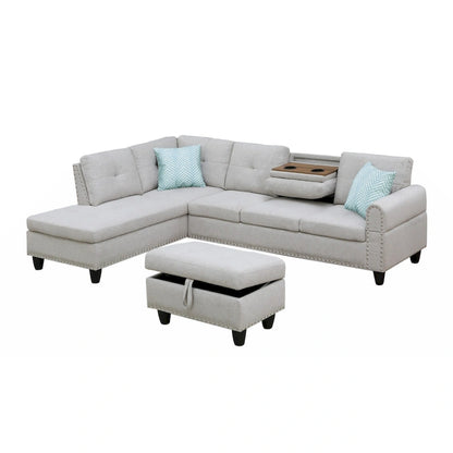 Alger 98 Wide Left Hand Facing Sofa & Chaise with Ottoman