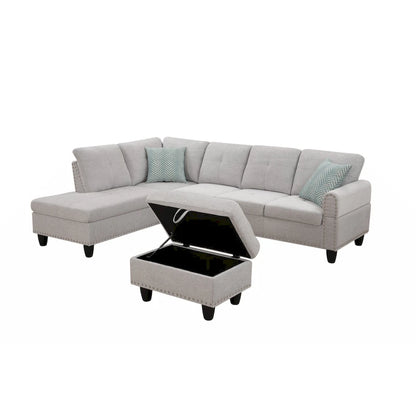 Alger 98 Wide Left Hand Facing Sofa & Chaise with Ottoman