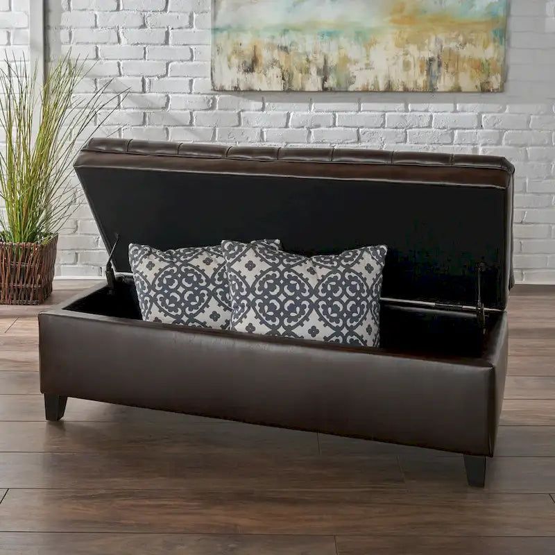Modern Upholstered Storage Bench for Living Room Entryway
