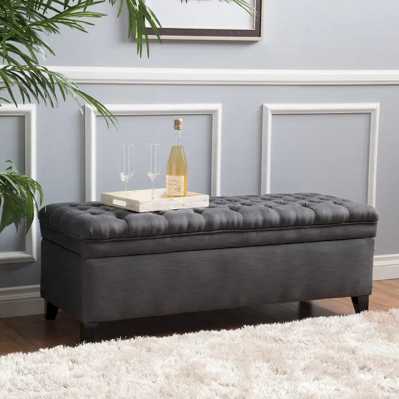 Modern Upholstered Storage Bench for Living Room Entryway