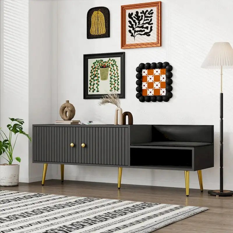 Modern Shoe Storage Bench with Hidden Compartment and Upholstered Cushion