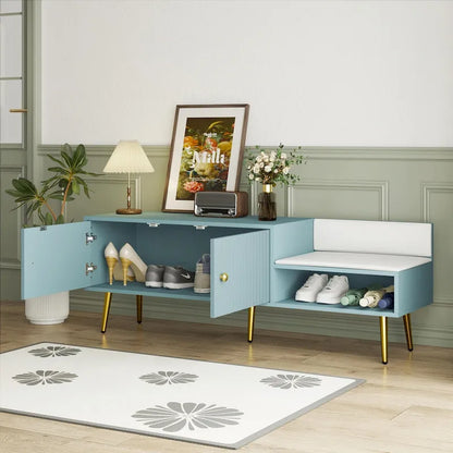 Modern Shoe Storage Bench with Hidden Compartment and Upholstered Cushion