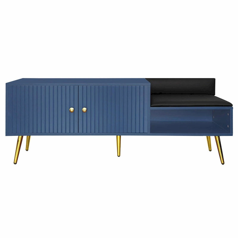 Modern Shoe Storage Bench with Hidden Compartment and Upholstered Cushion