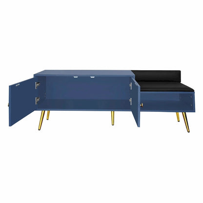 Modern Shoe Storage Bench with Hidden Compartment and Upholstered Cushion