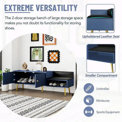 Modern Shoe Storage Bench with Hidden Compartment and Upholstered Cushion