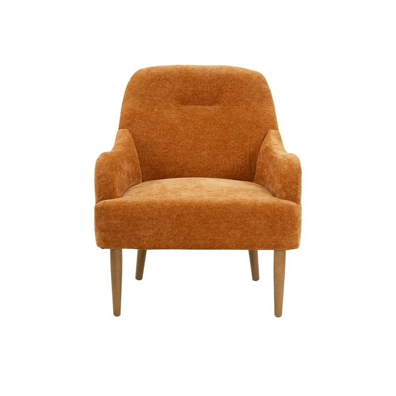 Chenille Armchair, Modern Style Accent Chair with Wood Legs, Comfy Design for Living Room, Bedroom, Office