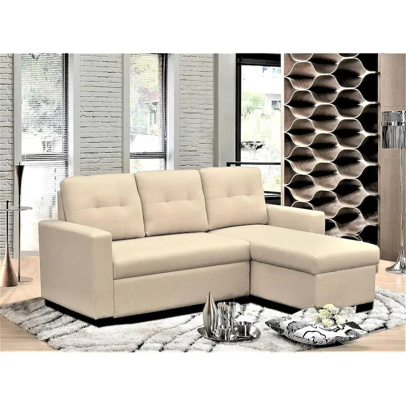 US Pride Furniture 79.92 inch Convertible L-Shaped Sectional Sleeper Sofa Bed Stylish Apartment Furniture