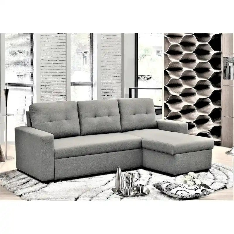 US Pride Furniture 79.92 inch Convertible L-Shaped Sectional Sleeper Sofa Bed Stylish Apartment Furniture