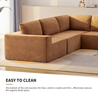 Modular L Shaped Sectional Sofa,Luxury Floor Couch Set,Upholstered Indoor Furniture,Foam-Filled Sleeper Sofa Bed