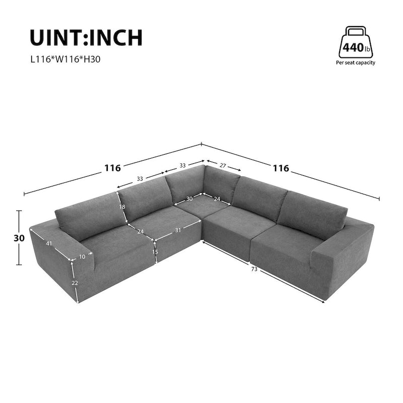 Modular L Shaped Sectional Sofa,Luxury Floor Couch Set,Upholstered Indoor Furniture,Foam-Filled Sleeper Sofa Bed