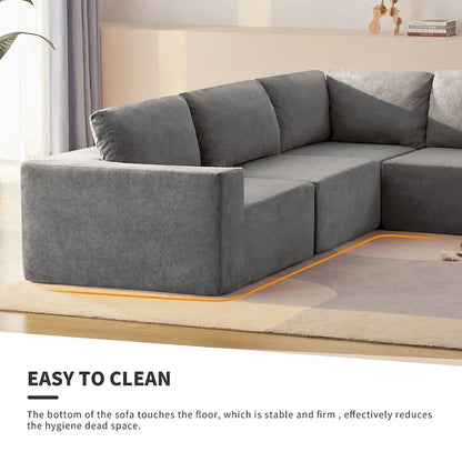 Modular L Shaped Sectional Sofa,Luxury Floor Couch Set,Upholstered Indoor Furniture,Foam-Filled Sleeper Sofa Bed