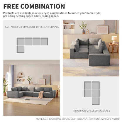 Modular L Shaped Sectional Sofa,Luxury Floor Couch Set,Upholstered Indoor Furniture,Foam-Filled Sleeper Sofa Bed
