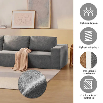 Modular L Shaped Sectional Sofa,Luxury Floor Couch Set,Upholstered Indoor Furniture,Foam-Filled Sleeper Sofa Bed