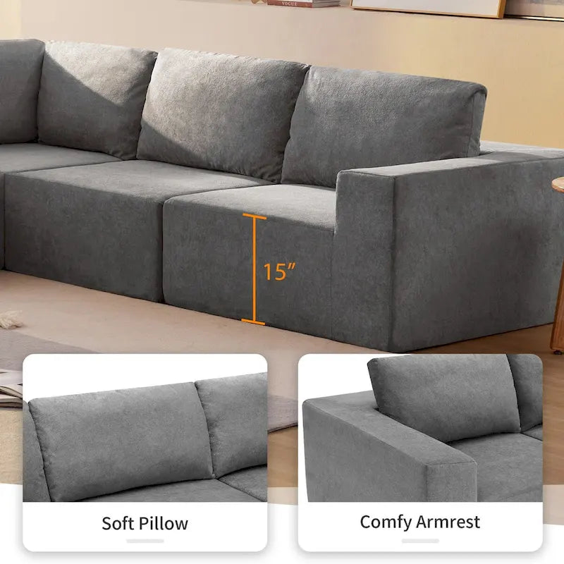 Modular L Shaped Sectional Sofa,Luxury Floor Couch Set,Upholstered Indoor Furniture,Foam-Filled Sleeper Sofa Bed
