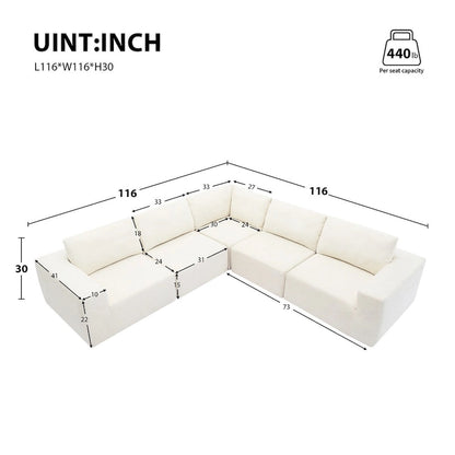 Modular L Shaped Sectional Sofa,Luxury Floor Couch Set,Upholstered Indoor Furniture,Foam-Filled Sleeper Sofa Bed