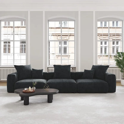 Black Corduroy Sectional Sofa Customized Sofa Couch with pillows.