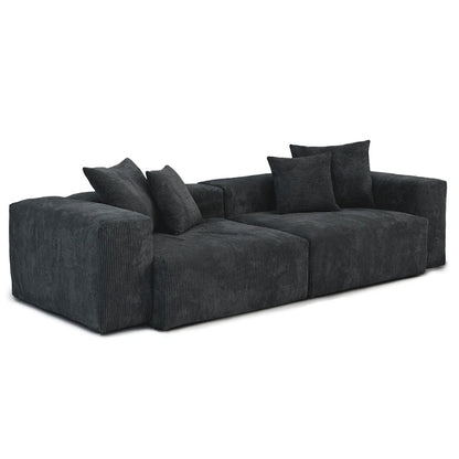 Black Corduroy Sectional Sofa Customized Sofa Couch with pillows.