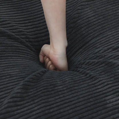 Black Corduroy Sectional Sofa Customized Sofa Couch with pillows.