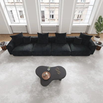 Black Corduroy Sectional Sofa Customized Sofa Couch with pillows.