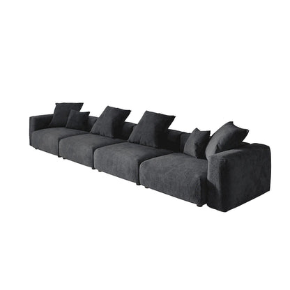Black Corduroy Sectional Sofa Customized Sofa Couch with pillows.