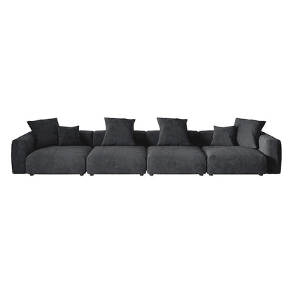 Black Corduroy Sectional Sofa Customized Sofa Couch with pillows.