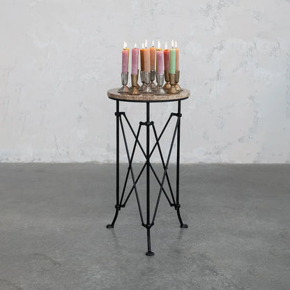 Round Metal Side Table with Claw Feet