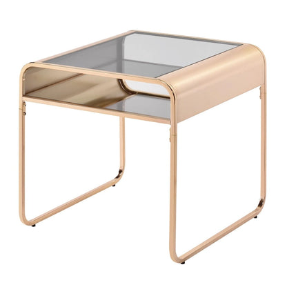 Watler Contemporary Gold 48-inch Glass Top 1-Shelf 2-Piece Coffee Table Set by Furniture of America