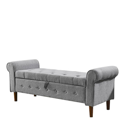 62 Bedroom Tufted Button Storage Bench, Window Bench, Rolled Arm Design for Bedroom, Living Room