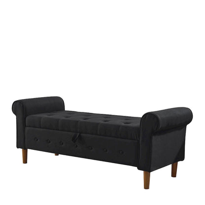 62 Bedroom Tufted Button Storage Bench, Window Bench, Rolled Arm Design for Bedroom, Living Room
