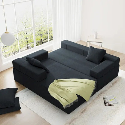 L-Shaped Chenille Sectional Sofa Modern Modular Cushion Back Couch Sofa With 6 Pillows for Living Room