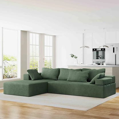 L-Shaped Chenille Sectional Sofa Modern Modular Cushion Back Couch Sofa With 6 Pillows for Living Room