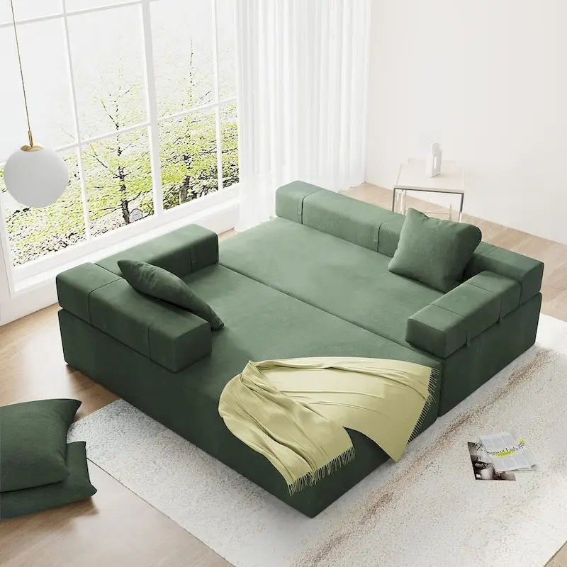 L-Shaped Chenille Sectional Sofa Modern Modular Cushion Back Couch Sofa With 6 Pillows for Living Room