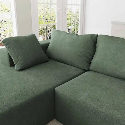 L-Shaped Chenille Sectional Sofa Modern Modular Cushion Back Couch Sofa With 6 Pillows for Living Room