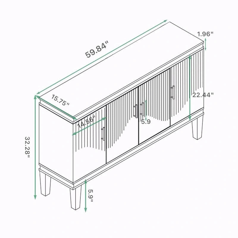 Large 4-Door Cabinet for Living Room, Kitchen, Bedroom, Hallway