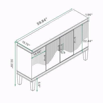 Large 4-Door Cabinet for Living Room, Kitchen, Bedroom, Hallway